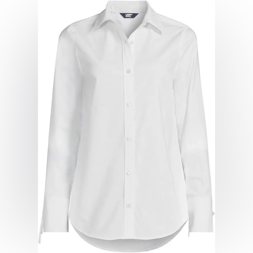 Lands' End Women's White Poplin Blouse